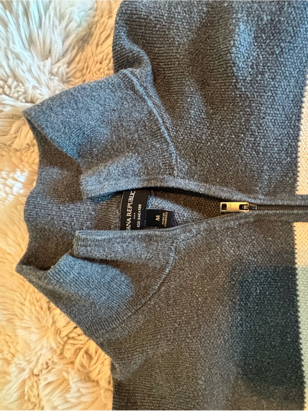 Banana Republic Gray Zip-Front Sweater-M